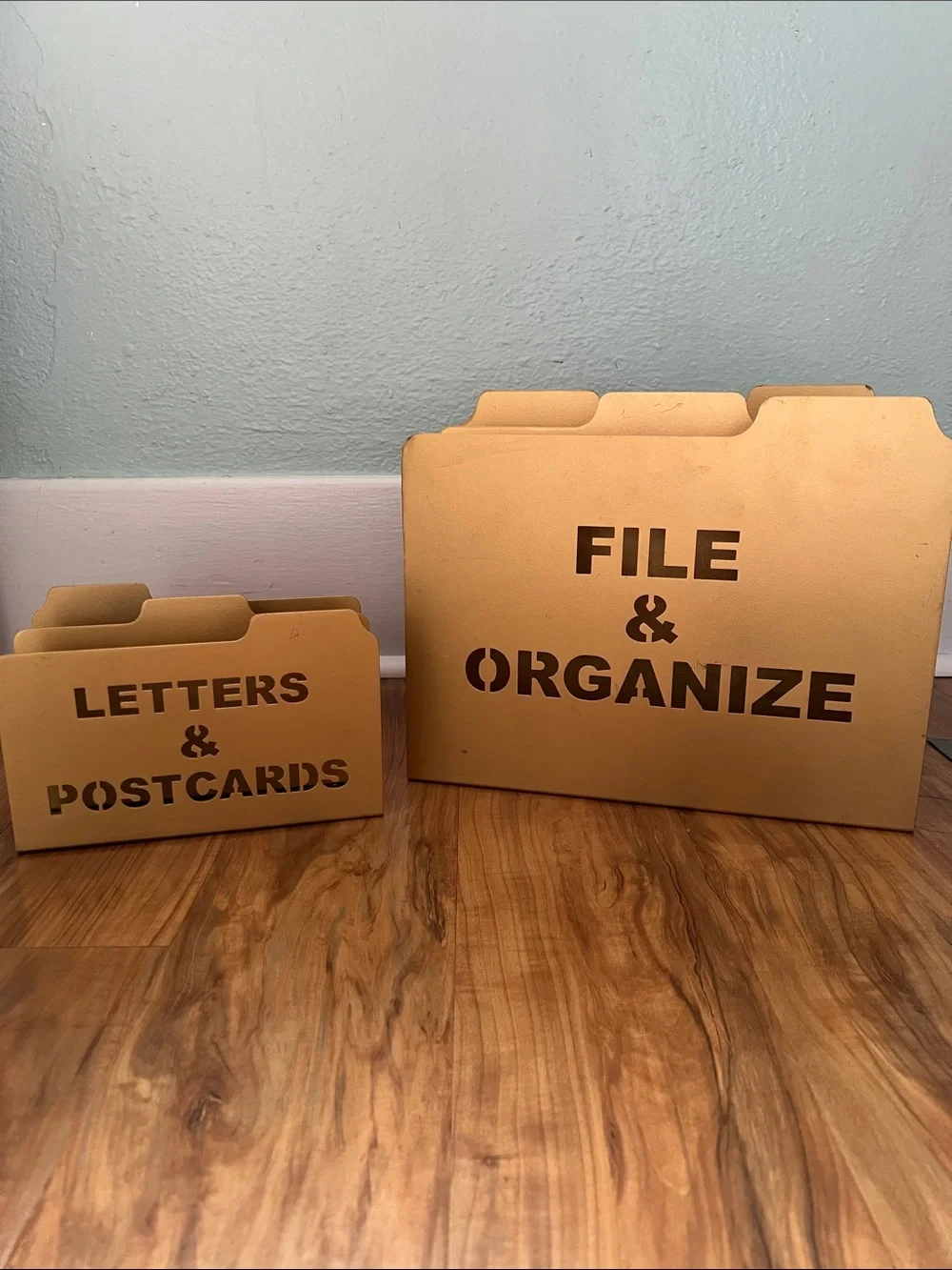 Cost Plus World Market Gold Metal File & Letters Desktop Organizers - Set of 2